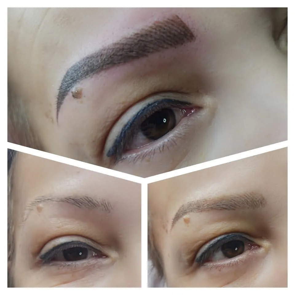 Microblading sprâncene pentru un contur natural și trăsături bine definite.