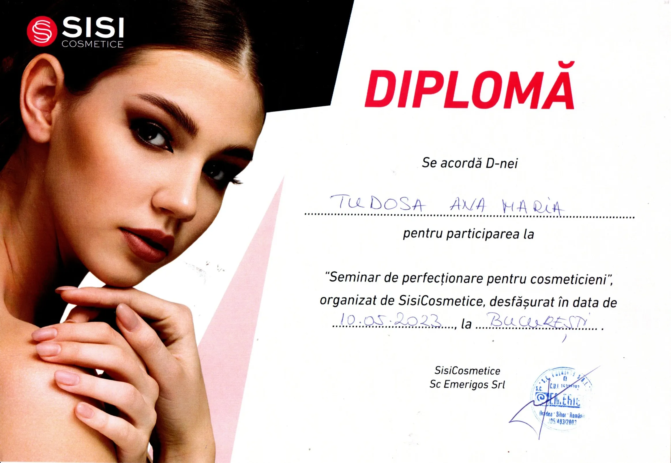 Diplomă de participare - Seminar de Perfecționare pentru Cosmeticieni