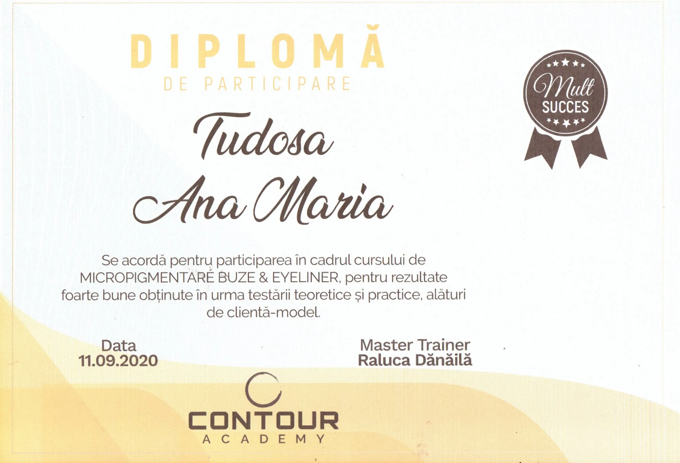 Diplomă de absolvire - Micropigmentare Buze și Eyeliner