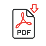 Icon reprezentativ pentru un fișier PDF, cu un fundal alb și etichetă roșie.